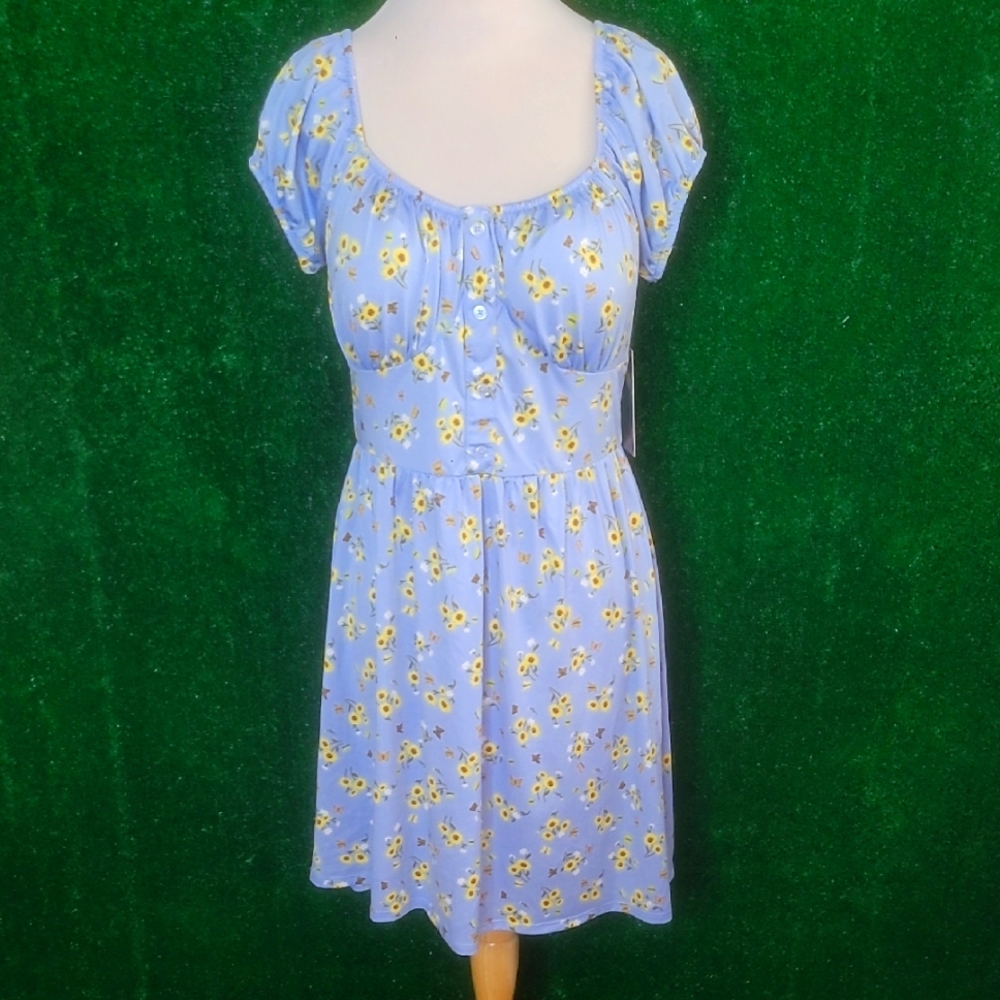 Derek Heart Light Blue Floral Mini Dress